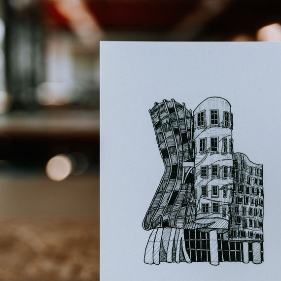 Modern Building, Also Known As The Dancing House. Prague, Czech Republic.  Vector Hand Drawn Sketch. Royalty Free SVG, Cliparts, Vectors, and Stock  Illustration. Image 52698984.