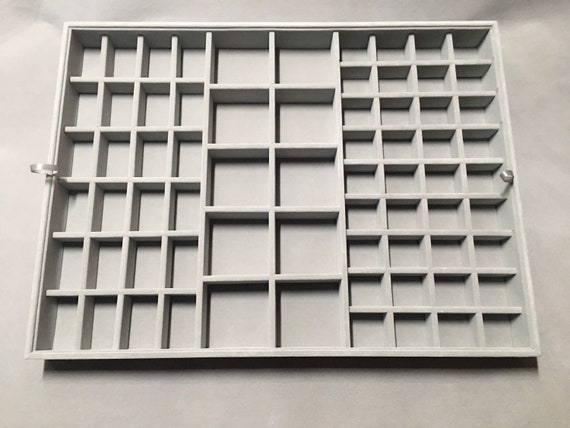 Elsjoy Set Di 4 Vassoi Portagioie In Velluto Grigio - Organizer Impilabile Con Divisori Regolabili, 35,8x24x3,3 Cm, Per Orecchini, Collane, Anelli