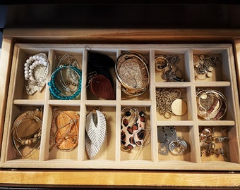 Customizable Velvet Jewelry Organizer Tray: Drawer Inserts, Necklace & Earring Holder