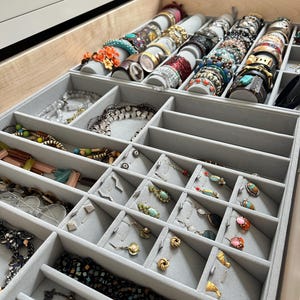 Custom Jewelry Drawer Organizer – Handmade Jewelry Tray Insert for Drawers – Custom Size Storage for Rings, Earrings & Necklaces