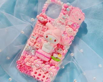 My melody phone case, Custom phone case, Unique phone case, Decoden phone case, Whip phone case,For all device