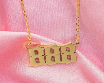 888 Collar de número de ángel ∙ Collar de oro personalizado ∙ Regalo para ella ∙ Colgante minimalista de oro ∙ Collar colgante de número ∙ Joyería de número de ángel