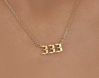 333 Collar de número de ángel ∙ Collar de oro personalizado ∙ Regalo para ella ∙ Colgante minimalista de oro ∙ Collar colgante de número ∙ Joyería de número de ángel