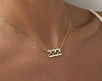 222 Collar de número de ángel ∙ Collar de oro personalizado ∙ Regalo para ella ∙ Colgante minimalista de oro ∙ Collar colgante de número ∙ Joyería de número de ángel