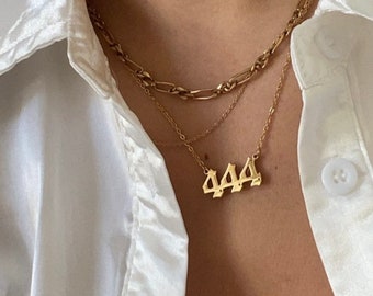 Collar de número de ángel acero inoxidable 444 ∙ joyería personalizada ∙ colgante minimalista de oro ∙ impermeable ∙ collar de oro personalizado ∙ regalo para ella