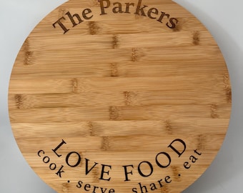 Lazy Susan Personalised Rotating Bamboo Serving Board