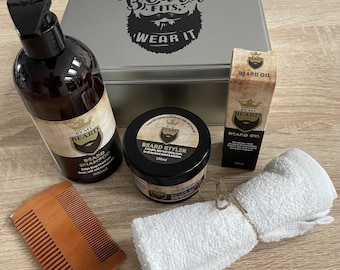 Men's Grooming Gift Tin "If the beard fits wear it" with or without beard essentials