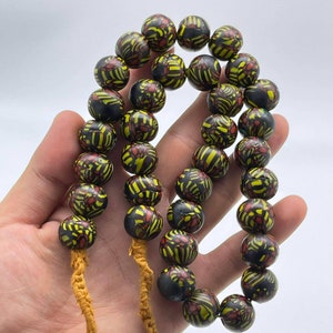 Antique Old African Mosaic Glass Beads Rare Unique Excellent Necklace Authentic Antiques Collection