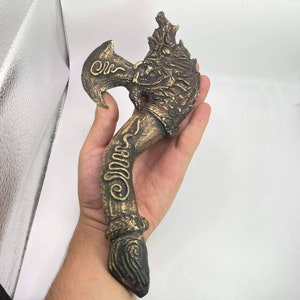 Unique Ancient Near Eastern Old Bronze Rare Axe With Dragon Terminal