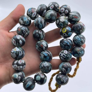 Unique Antique Old African Mosaic Glass Beads Rare Unique Excellent Necklace Authentic Antiques Collection