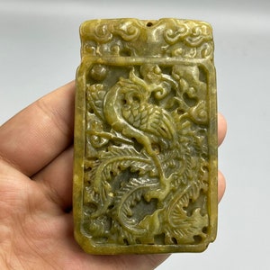 Ancient Near Eastern Jade Dragon Tablet Pendant