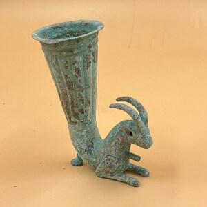 Stunning Rare Ancient Bronze Rhyton Vessel In The Form Of A Goat  Animal , Ancient Bronze Vessel, Collectable Bronze Rhyton