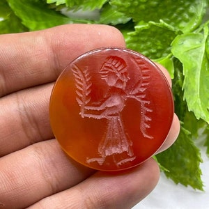 Rare Ancient Near Eastern Old Agate Stone Roman Warrior King Intaglio Rare Seal Stamp Cabochon , Antique Cabochon, Jewelry Making Cabochon