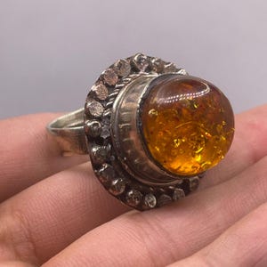 Vintage Tibetan Brass Ring With Natural Coapl Adjustable Free Size Ring