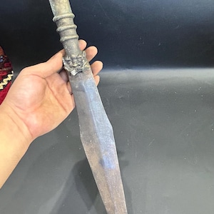 Unique Ancient Wonderful Bronze Excellent Big Sword With Mythical Beast Rare Great Antiques Collection