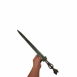 Ancient Roman Wonderful Bronze Excellent Big Sword Face Handle Great Antiques Collection