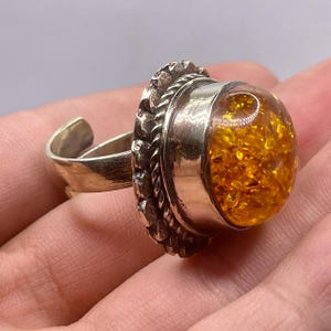 Vintage Tibetan Brass Ring With Natural Coapl Adjustable Free Size Ring