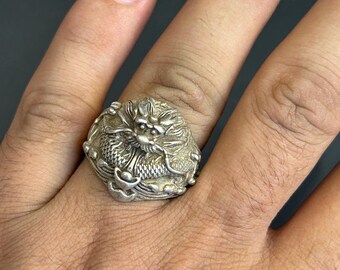 Vintage Tibetan Bronze Dragon Ring