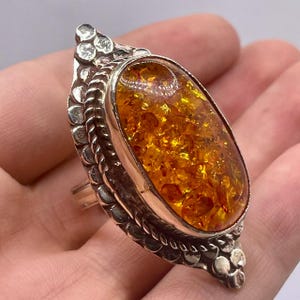 Vintage Tibetan Brass Ring With Natural Coapl Adjustable Free Size Ring