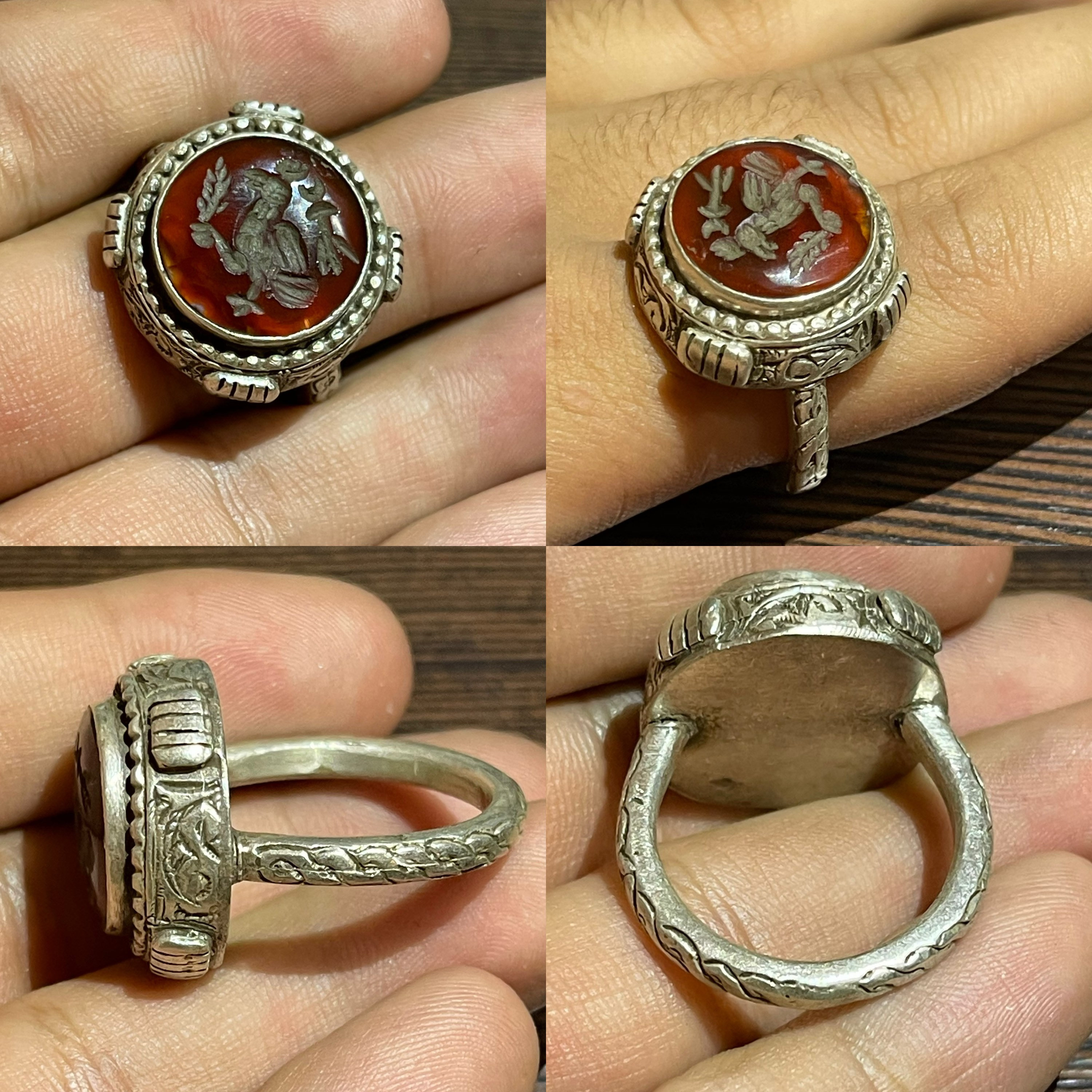 Antique agate Swivel Ring