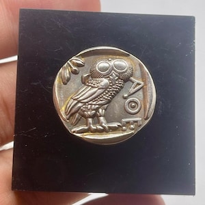 Unique Rare Ancient Greek Athens Athena Owl Bronze Coated Coin