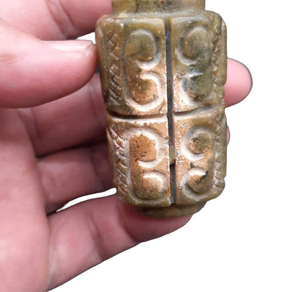 Antique Old Natural Jade Stone Beautiful Engravin… - image 4