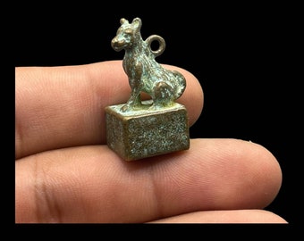 Antique Ancient Old Roman Bronze Animal Statue Carved Rare Unique Seal Stamp Amulet Pendent