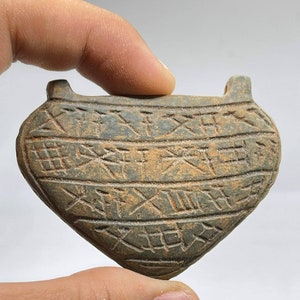 Ancient Stone Amulet Pendant: Early Writing, Jewelry Making