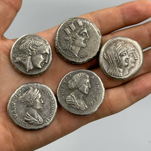 Lot Sale 5 PCS Genuine Ancient Greek Empire Wonderful Solid Silver Third Century Uniqe Lovely Rare Excellent Solid Coin