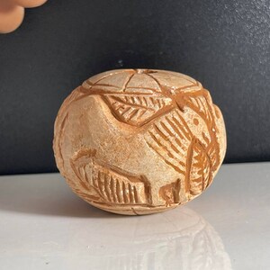 Unique Artifact Figures Engraved Scence Intaglio Ancient Old Stone Ball Big Bead , Ancient Bead , Antique Bead