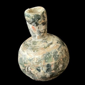 Stunning Ancient Iridescent Old Roman Glass Unique Bottle Found In Afghanistan Balkh Circa 200-300AD