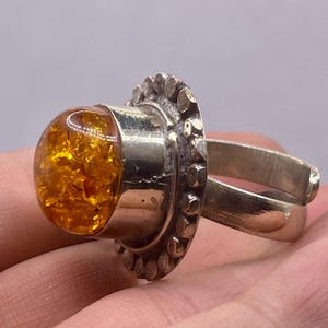 Vintage Tibetan Brass Ring With Natural Coapl Adjustable Free Size Ring