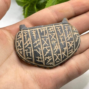 Stunning Authentic Ancient Old Stone Amulet Pendent With Early Form Of Writing , Gift Pendent, Unique Pendent, Jewelry Making Pendent
