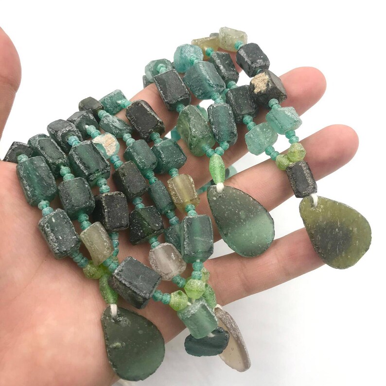Sale 5 Strands 2000 years Old Ancient Roman glass Original Glass Rare Beads Strand Necklace From Afghanistan For making ancient jewelry