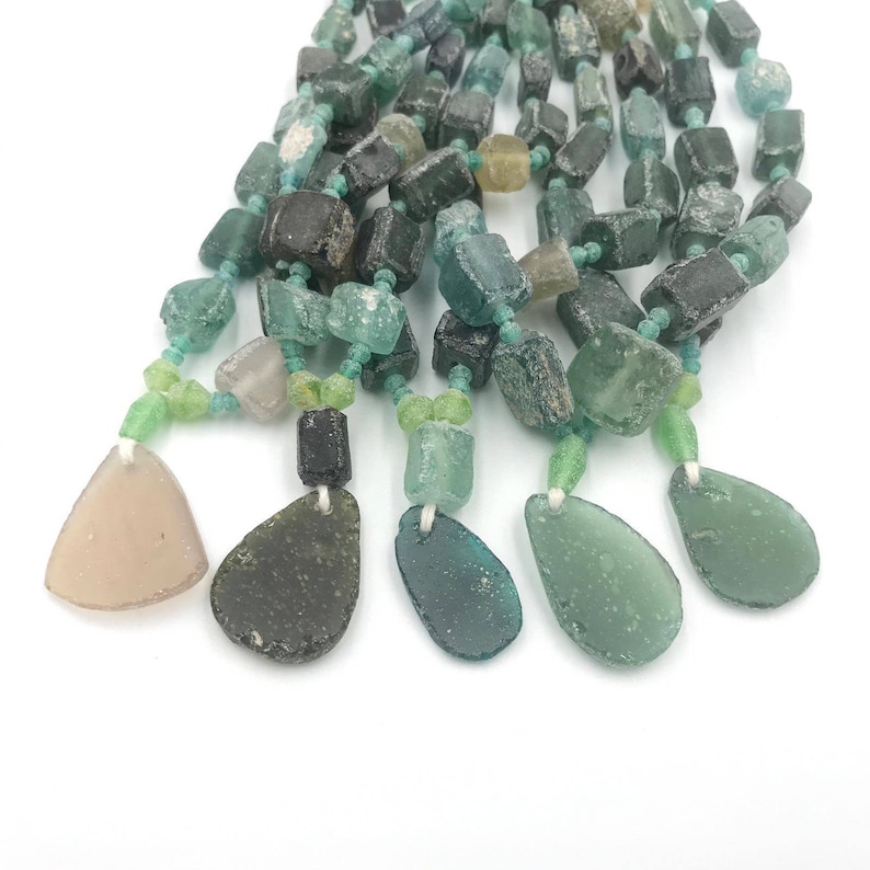Sale 5 Strands 2000 years Old Ancient Roman glass Original Glass Rare Beads Strand Necklace From Afghanistan For making ancient jewelry
