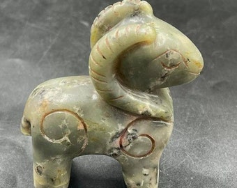 Excellent Ancient Near Eastern Old Jade Stone carving Goat Animal Statue