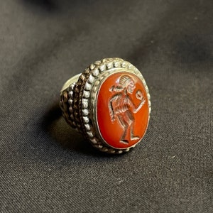Rare Ancient Old Agate Stone Roman King Engravings Rare 925 Genuine Solid Silver Ring, Antique Ring,Agate Ring, Afghanistan Ring