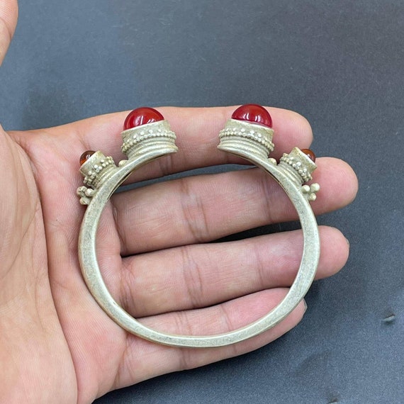 Vintage Old Silver Tibetan Unique Bangle Bracelet… - image 3