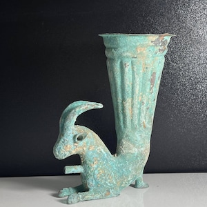 Amazing Rare Ancient Bronze Rhyton Vessel in the form of Animal , Ancient Bronze Vessel, Collectable Bronze Rhyton