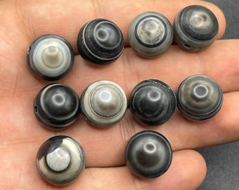 Lot 10 PCS Superb Ancient Indo Tiebtan Eye Banded Sulaimani Agate Beads Rare Unique Jewelry Making Beads