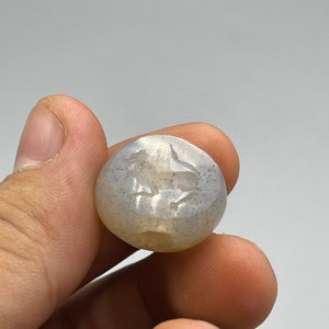 Ancient Near Eastern Agate Seal Stamp Bead: Animal Engravings