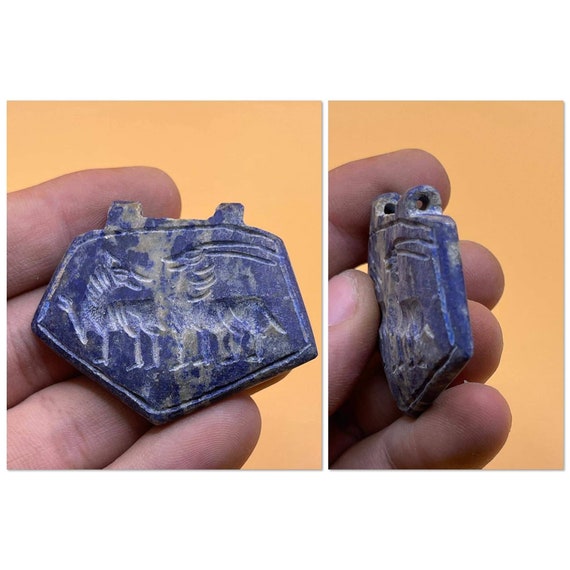 Lovely Ancient Old Lapis Lazuli Stone 2 Animal En… - image 1