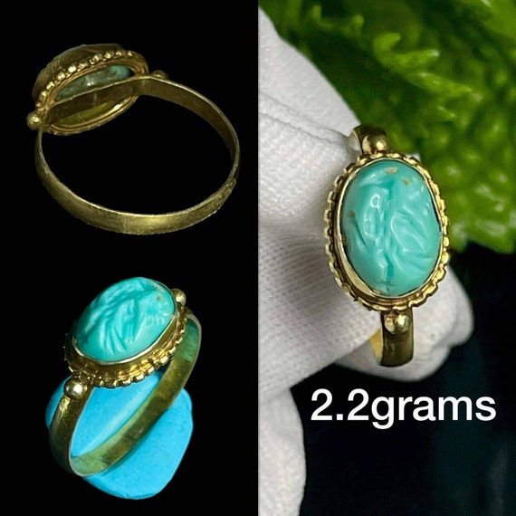 Wonderful Genuine Ancient Gold Ring With Natural T
