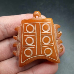 Engraved Old Jade Stone Pendant: Rare Ancient Amulet