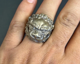Vintage Tibetische Bronze Ring mit Drachenkopf