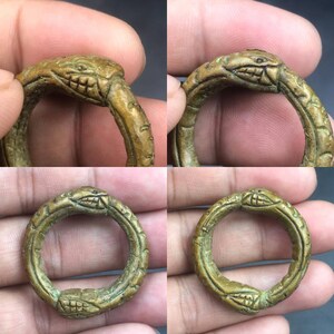 Lovely Unique Old Bronze Wonderful 2 Snake Rare Circal Beautiful Ring