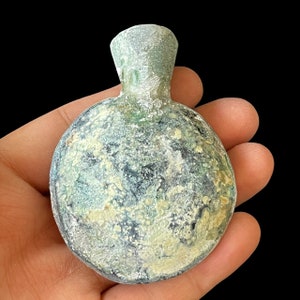 Circa 200-300AD Stunning Ancient Iridescent Old Roman Glass Unique Water Drinking Bottle Found In Afghanistan Balkh