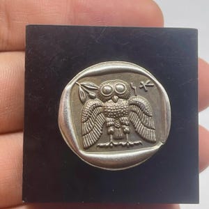 Extremely Rare Ancient Greek Athens Athena Owl Bronze Coated Coin