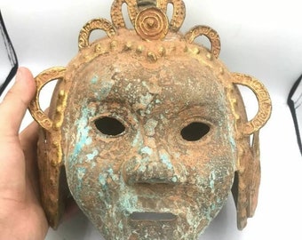 Lovely Very Old Ancient Near Eastern Old Bronze Military Soldier Helmet With Gold Gildiding