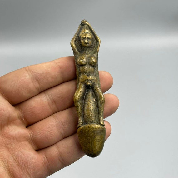 Authentic Ancient Old Roman Bronze Erotic Lady Fi… - image 1